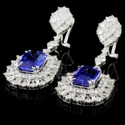 18K Gold 6.13ctw Tanzanite & 3.98ctw Diamond Earri