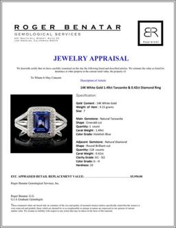 14K White Gold 1.49ct Tanzanite & 0.42ct Diamond R