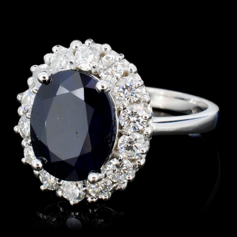 14K Gold 5.00ct Sapphire & 1.20ctw Diamond Ring