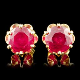 14K Gold 4.41ctw Ruby Earrings