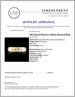18K Gold & Platinum 0.39ctw Diamond Ring