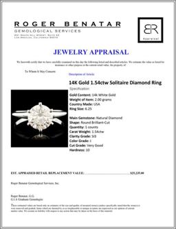 14K Gold 1.54ctw Solitaire Diamond Ring