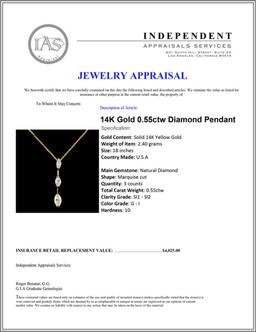 14K Gold 0.55ctw Diamond Pendant