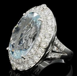 18K Gold 15.18ct Aquamarine & 2.45ct Diamond Ring