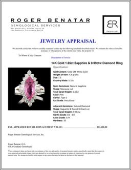 14K Gold 1.65ct Sapphire & 0.99ctw Diamond Ring