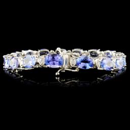 14K Gold 20.7ct Tanzanite & 0.8ctw Diamond Bracele