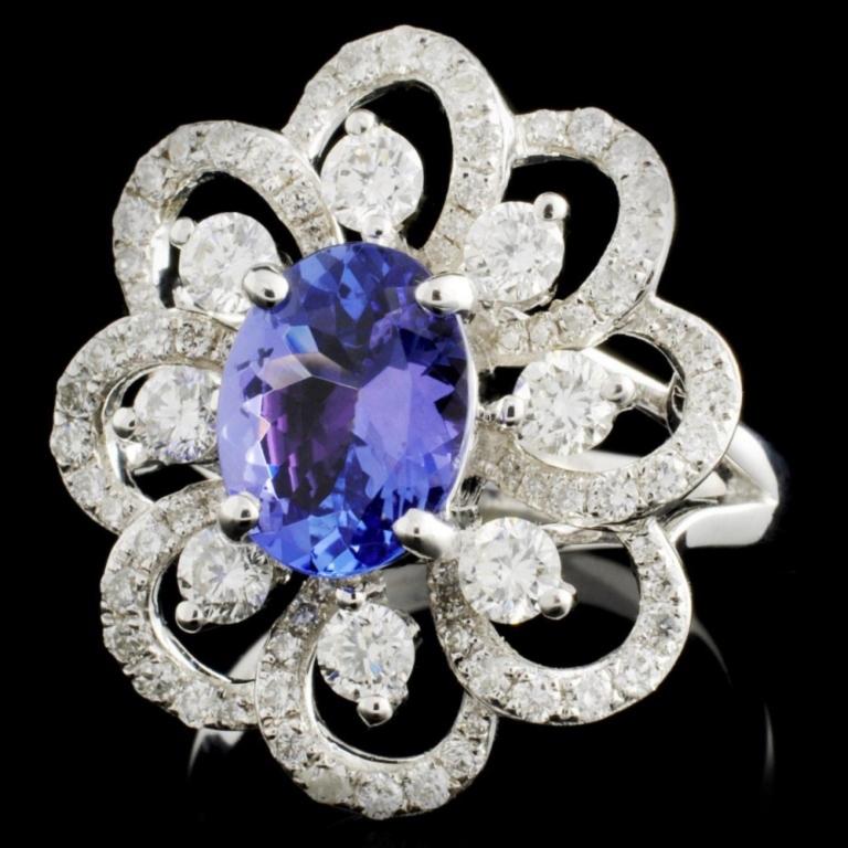 18K Gold 1.75ct Tanzanite & 1.22ctw Diamond Ring