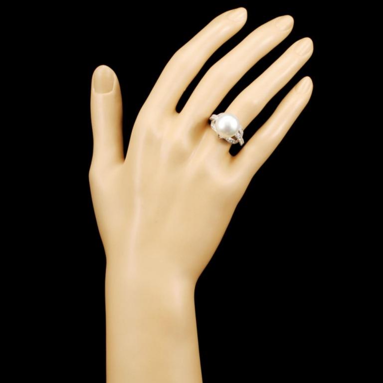 14K Gold 13.00mm Pearl & 1.00ctw Diamond Ring
