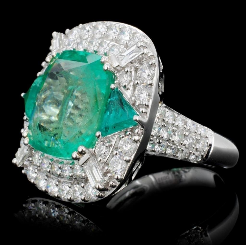 18K Gold 12.21ct Emerald & 2.58ct Diamond Ring