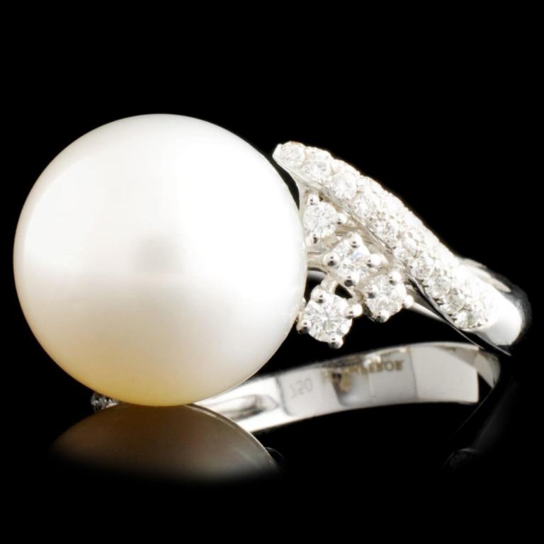 18K Gold 15.00mm Pearl & 0.73ctw Diamond Ring