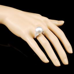 18K Gold 15.00mm Pearl & 0.73ctw Diamond Ring