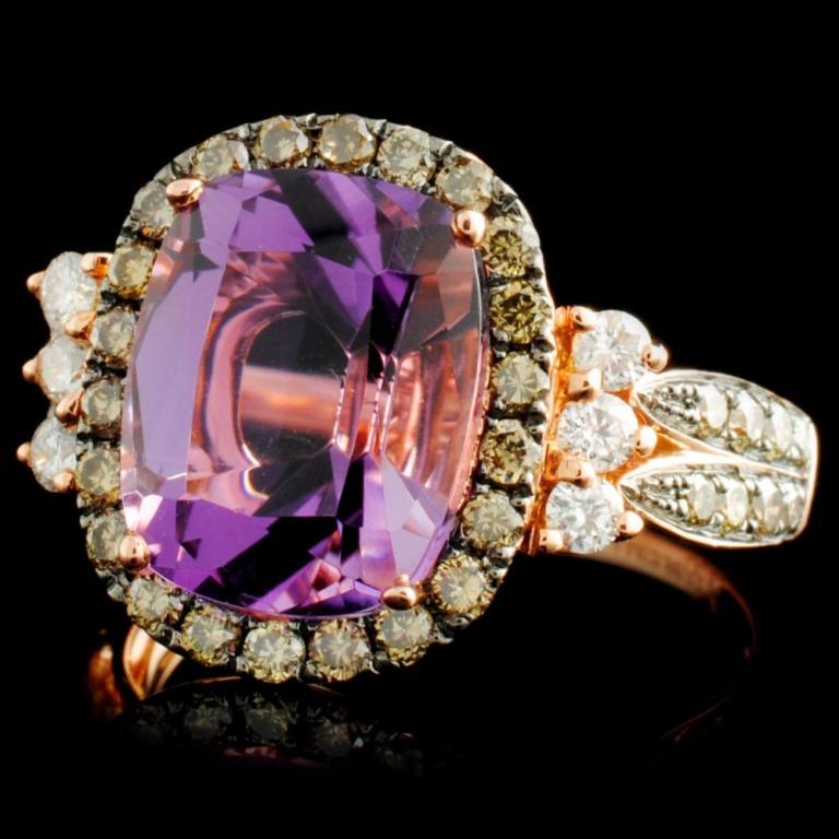 14K Gold 3.40ct Amethyst & 0.81ctw Diamond Ring