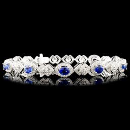 18K Gold 4.02ct Sapphire & 2.02ctw Diamond Bracele