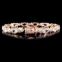 14K Gold 9.15ctw Morganite & 1.50ctw Diamond Brace