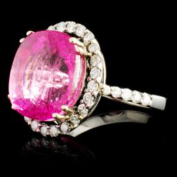 18K Gold 10.87ct Tourmaline & 0.75ctw Diamond Ring