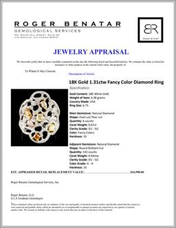18K Gold 1.31ctw Fancy Color Diamond Ring
