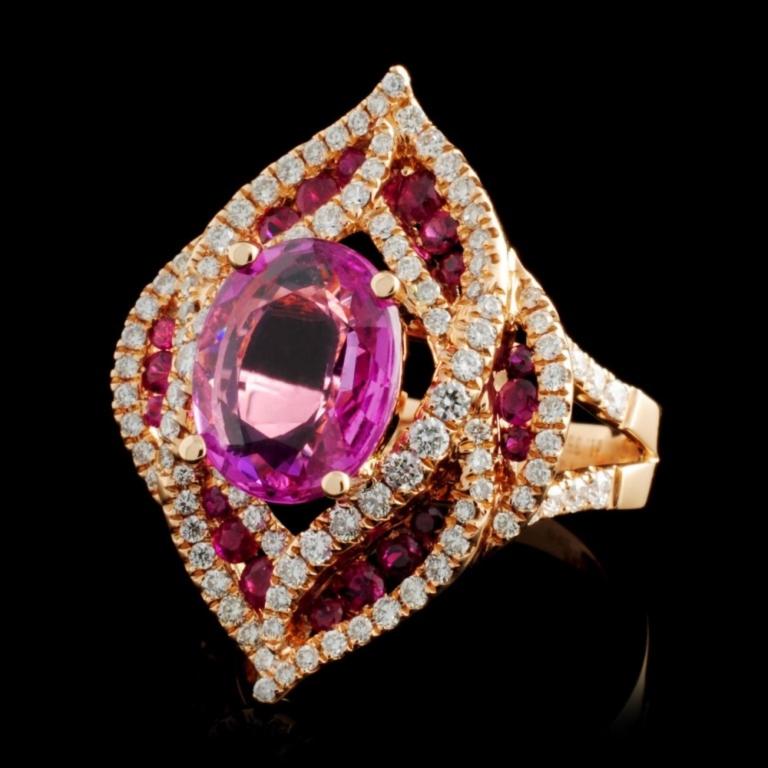 18K Rose Gold 3.00ct Sapphire & 0.82ct Diamond Rin