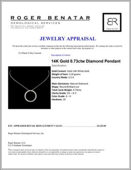 14K Gold 0.73ctw Diamond Pendant