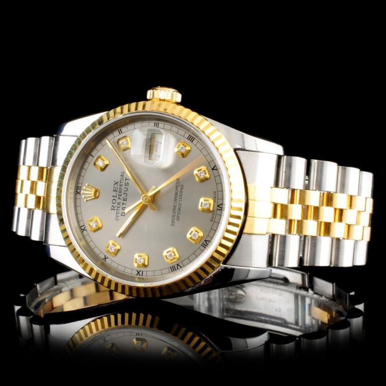 Rolex DateJust YG/SS Diamond 36MM Wristwatch