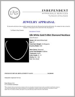 18k White Gold 9.00ct Diamond Necklace