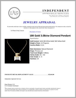 18K Gold 3.08ctw Diamond Pendant