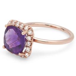 14K Gold 3.00ct Amethyst & .35ct Diamond Ring