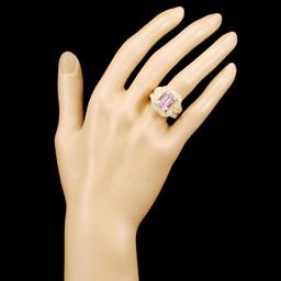 14K Gold 6.80ct Kunzite & 1.72ctw Diamond Ring