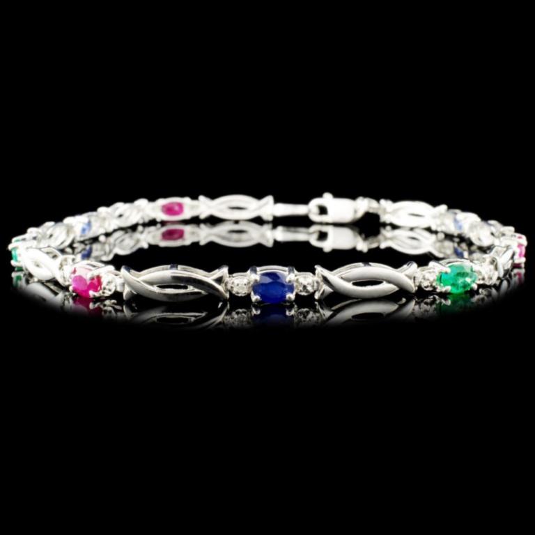 10K Gold 1.44ct Sapphire & 0.01ctw Diamond Bracele