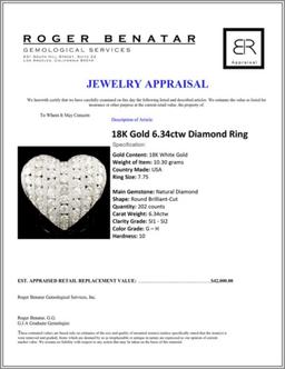 18K Gold 6.34ctw Diamond Ring