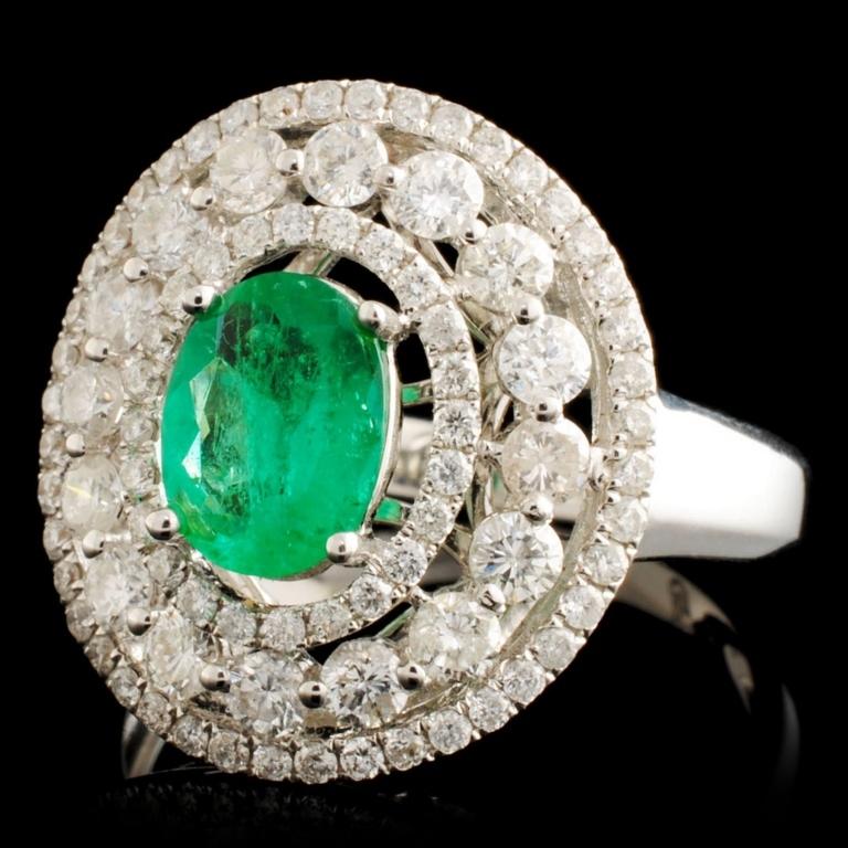 18K Gold 0.66ct Emerald & 1.02ctw Diamond Ring