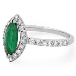 14K Gold 1.50ct Emerald & 0.55ct Diamond Ring
