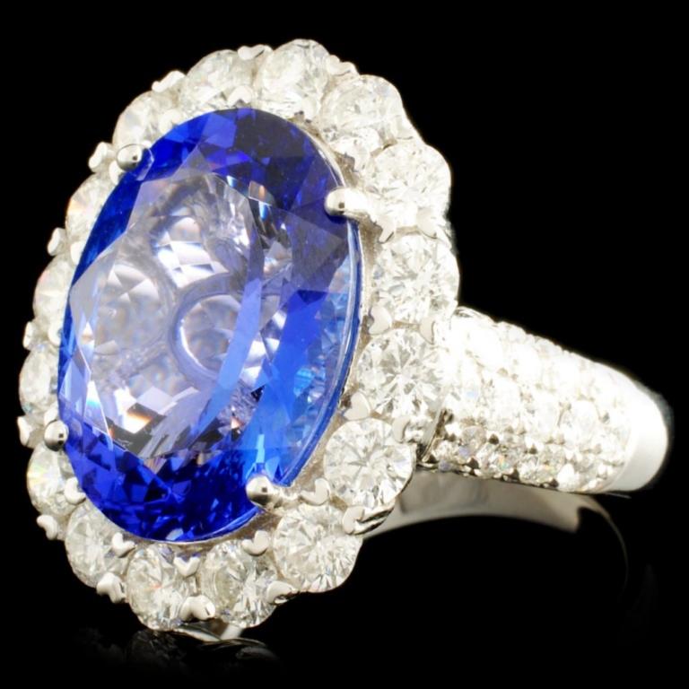 18K Gold 8.16ct Tanzanite & 2.63ctw Diamond Ring