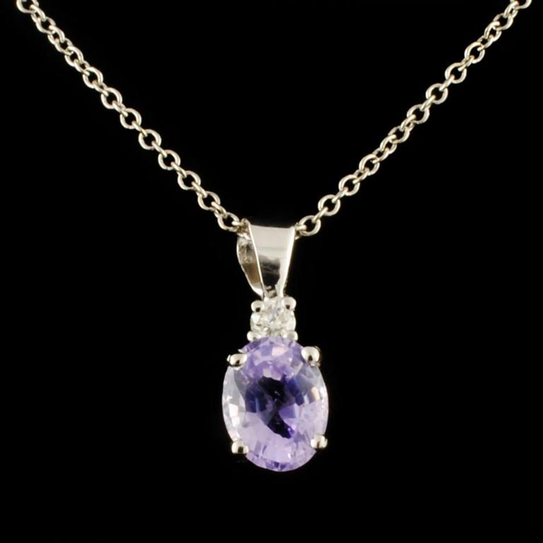 14K Gold 0.77ct Sapphire & 0.06ctw Diamond Pendant