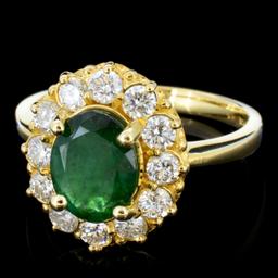 14K Gold 2.00ct Emerald & 1.00ctw Diamond Ring