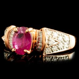 14K Gold 0.98ct Ruby & 0.34ctw Diamond Ring