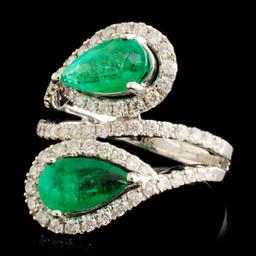 14K Gold 1.80ct Emerald & 0.76ctw Diamond Ring