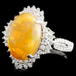 18K Gold 2.75ct Opal & 0.52ctw Diamond Ring