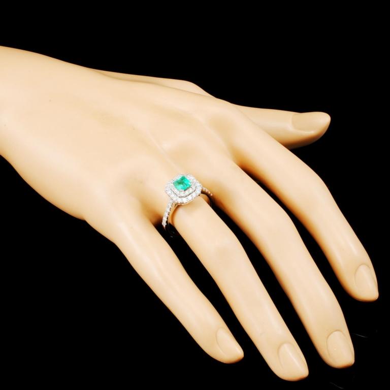 18K Gold 0.62ct Emerald & 0.79ctw Diamond Ring