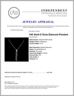 14K Gold 0.72ctw Diamond Pendant