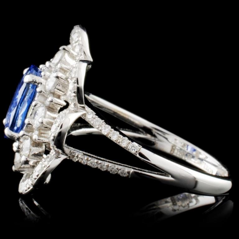 18K White Gold 2.00ct Sapphire & 0.98ct Diamond Ri