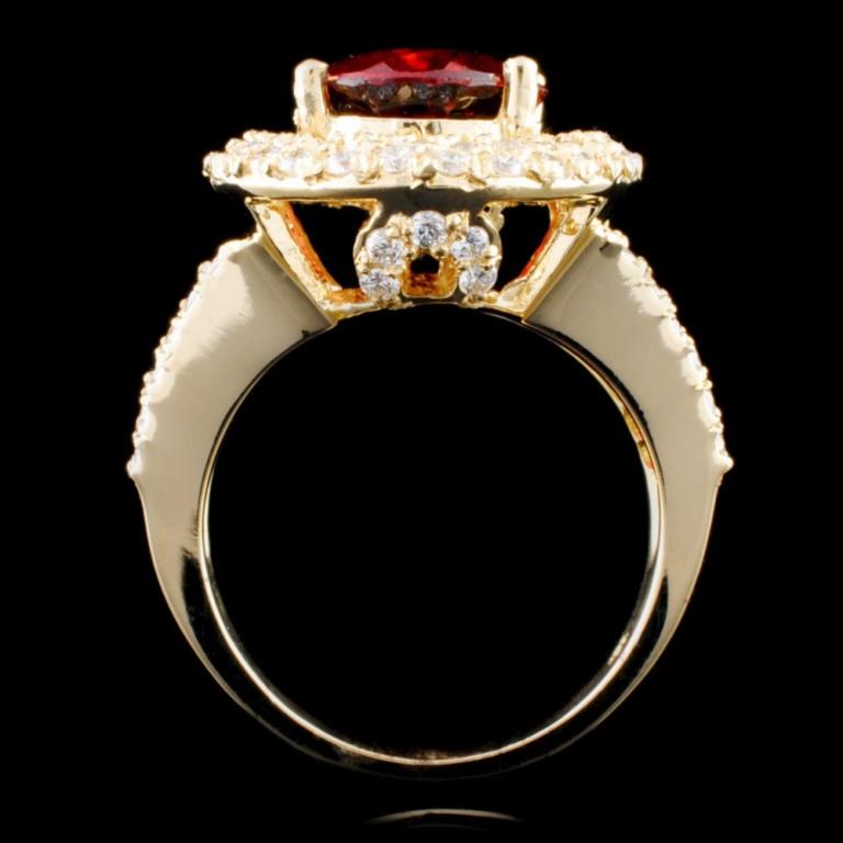 14K Gold 5.13ct Tourmaline & 1.14ctw Diamond Ring