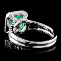 18K White Gold 2.50ct Emerald & 1.03ct Diamond Rin