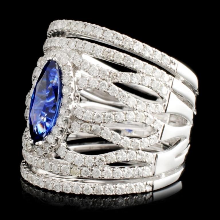 18K Gold 1.45ct Sapphire & 1.67ctw Diamond Ring