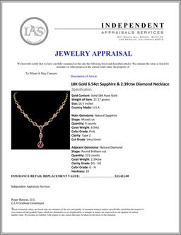 18K Gold 6.54ct Sapphire & 2.39ctw Diamond Necklac