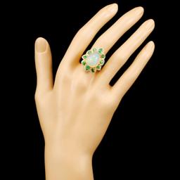 18K Gold 7.29ct Opal & 0.58ctw Diamond Ring