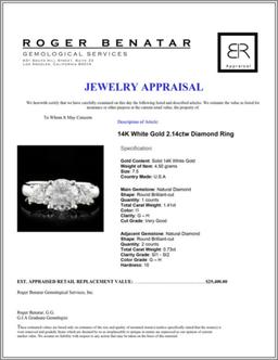 14K White Gold 2.14ctw Diamond Ring
