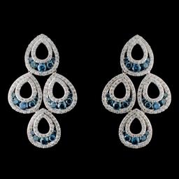 14K White Gold 4.42ctw Fancy Color Diamond Earring