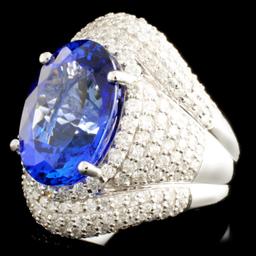 18K Gold 8.30ct Tanzanite & 2.18ctw Diamond Ring