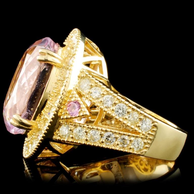 14K Gold 13.84ct Kunzite & 1.72ctw Diamond Ring