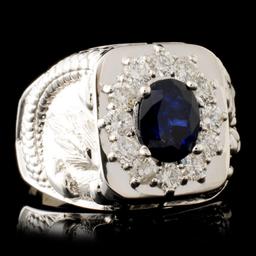 14K Gold 2.00ct Sapphire & 0.90ctw Diamond Ring